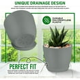 thumbnail image 3 of Lifemaster 5-Piece Gray Planter Pots with Drainage - Lightweight, Durable, Space-Saving Design for Indoor/Outdoor Use, 3 of 5