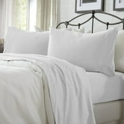 Cotton Heathered Melange Jersey Knit Bed Sheet Set, Full, 4 Pieces