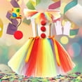 thumbnail image 2 of Girls Summer Outfits Casual Lounge Set Clown Colorful Mesh Sleeveless Puffy Skirt Stage Performance Four Piece Loose Trendy Kids Top and Shorts Clothing Set 10-12 T, 2 of 7