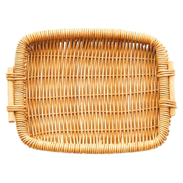 Leuchten Round Rectangula Rattan Woven Serving Tray With Handles Ottoman Tray For Breakfast Drinks Snack For Coffee Table Home Decorative Walmart Com Walmart Com