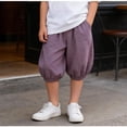 thumbnail image 2 of SROBPTY Boys Summer Pants Solid Linen Cropped Sweatpants Side Pocket for Daily Use 6M-12Y, 2 of 5