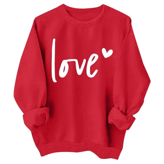 Sweaters for Girls Valentines Shirts for Girls and Children Heart Cute Graphic Valentines Day Sweatshirts Long Sleeve Crew Neck Holiday Tops Red 8-9 Years