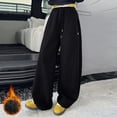thumbnail image 2 of Ccpelsie Girls Wide Leg Jogger Pants Loose Fit Casual Lounge Sweatpants Elastic Waist Drawstring Comfortable Pants for Everyday(Black,5-6 Years), 2 of 6