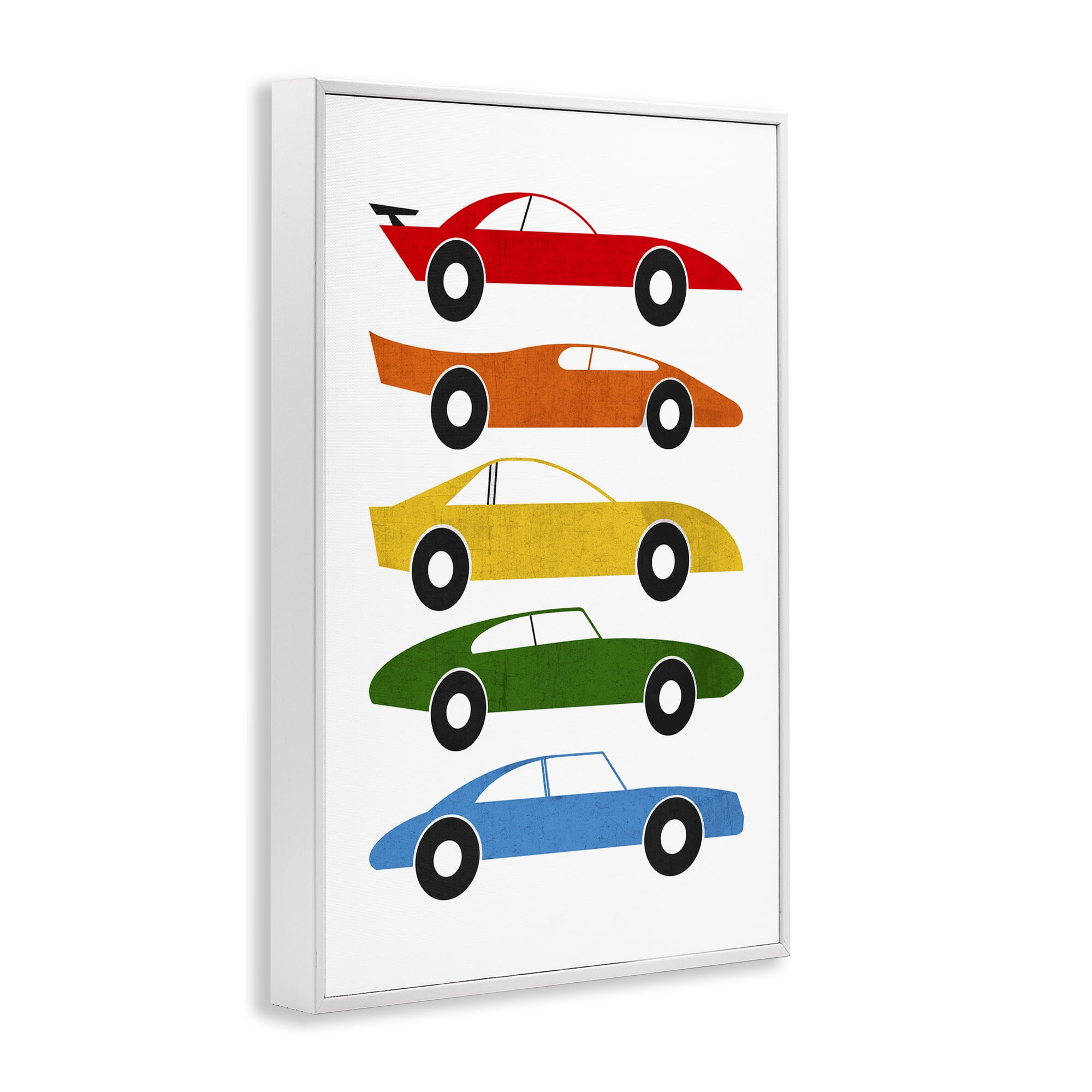 Stupell Industries Colorful Midcentury Cars White Framed Giclee Art, design by Tom Quartermaine