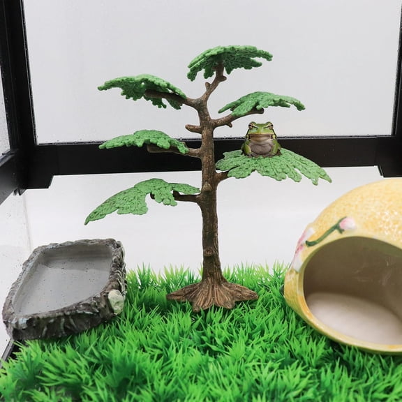 Tree Frog Terrarium Accessories, Plastic Simulation Tree Decoration, Frog Habitat Tank Accessories, Rest Spot for Arboreal Reptile, Terrarium Decor