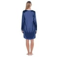 thumbnail image 6 of Silky Satin Nightgowns for Women Long Sleeve Sexy Short Nightshirts Sleepwear Casual Pajama Nightdress with Pocket, Royal Blue S-2XL, 6 of 7