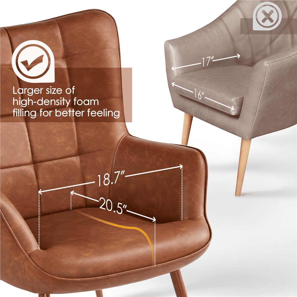 Renwick Contemporary Faux Leather Wingback Accent Chair for Livingroom, Brown