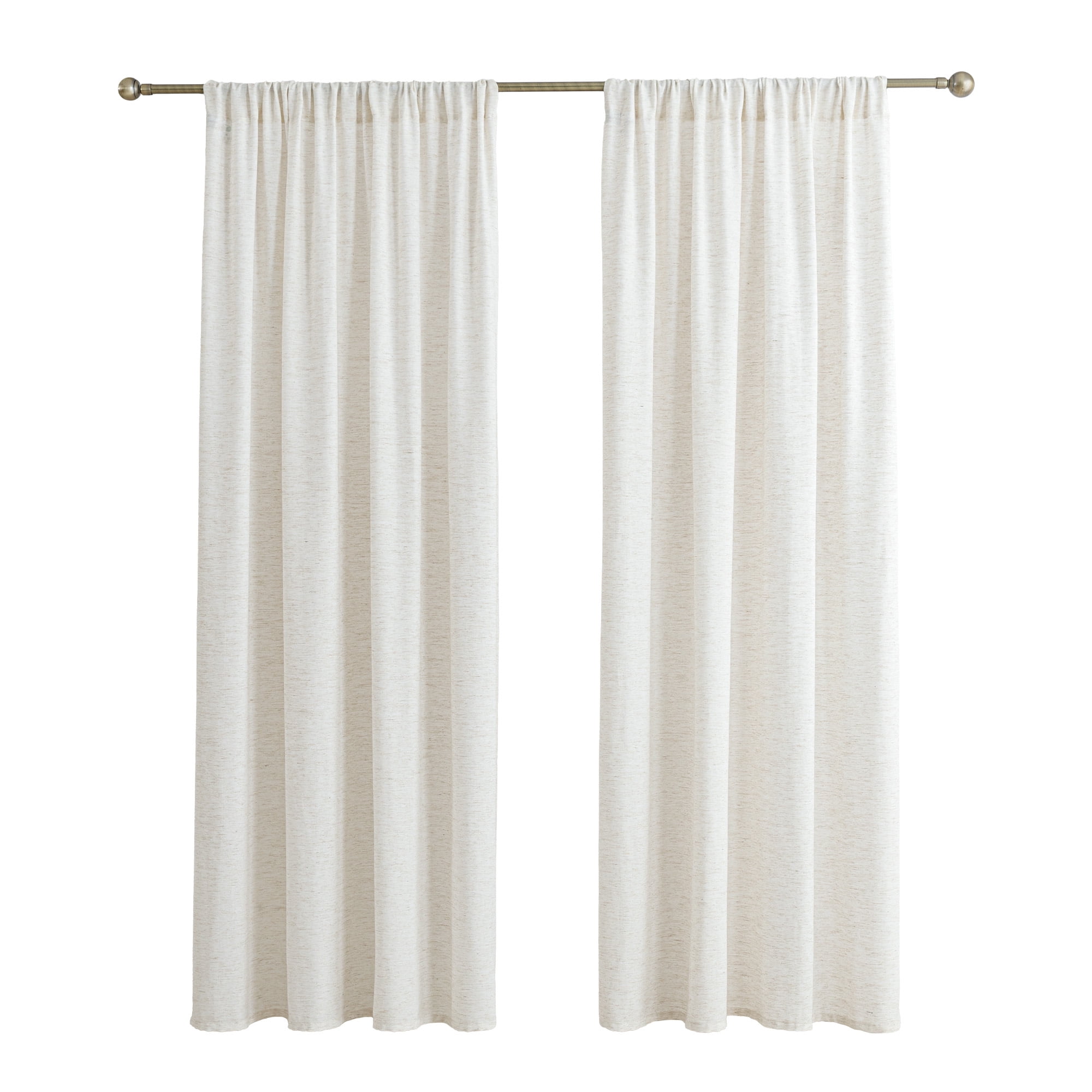 Sleep Zone Flax Linen Blended Sheer Curtains Pack of 2, Semi Panel Curtains Living Room, 52" x 84" Beige