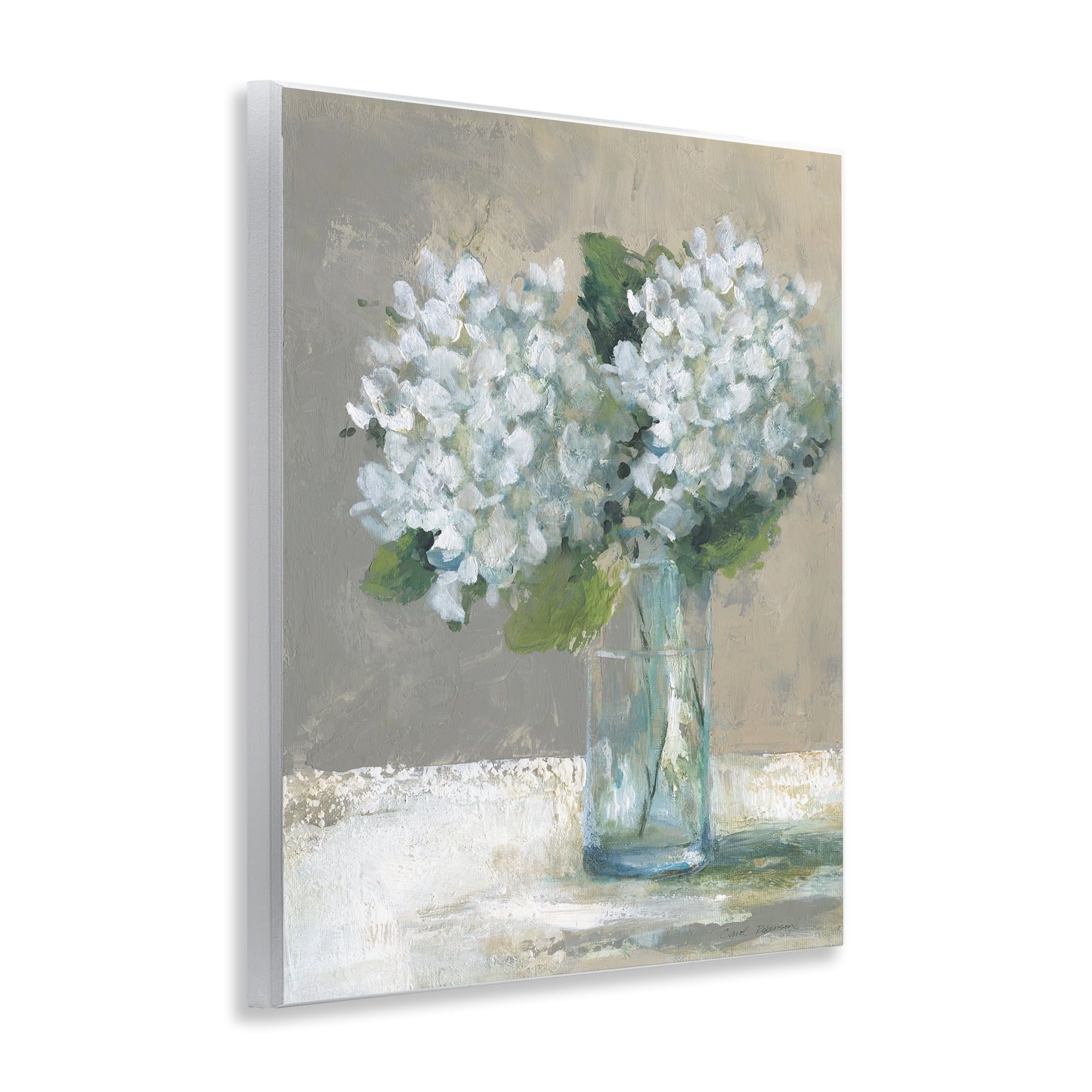 Stupell Industries White Hydrangeas Glass Vase Wall Plaque Art, design by Carol Robinson