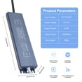 thumbnail image 3 of Tignapoo Alimentation LED Extérieure 150W 24V avec Indice d'Étanchéité IP67, Protection contre les Surcharges et les Courts-Circuits, Entrée AC110-240V pour Panneaux, Bandes Lumineuses et Publicités, 3 of 6