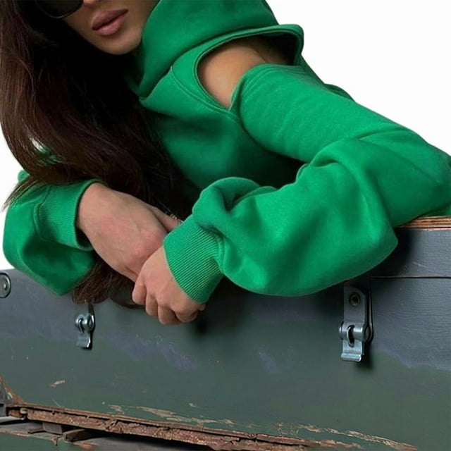 Conjunto de 2 Piezas para Mujer: Sudadera con Capucha de Gran Tamaño, Pantalones Deportivos Y2K, Ropa de Otoño Verde S