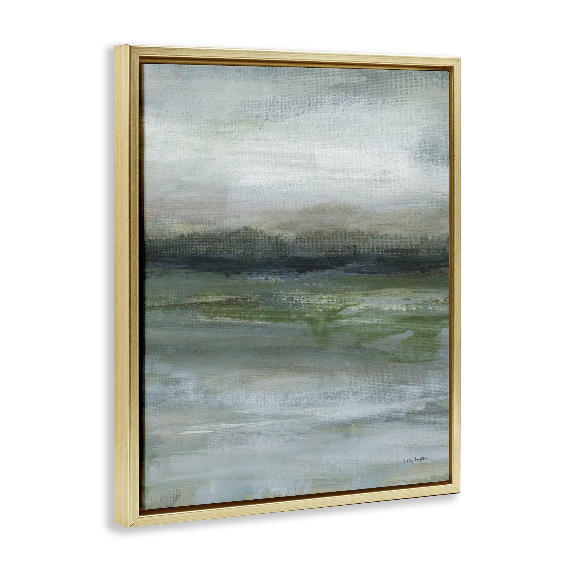 Stupell Industries Abstract Landscape View Abstract Painting Gold Floater Framed Canvas Art Print Wall Art, 17 x 21