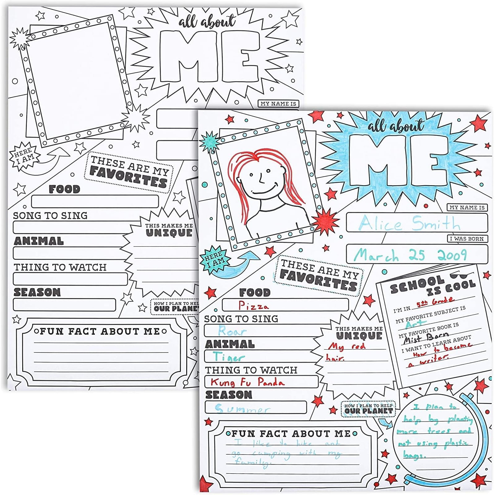 30 Pack Kids All About Me Classroom Posters for Kindergarten