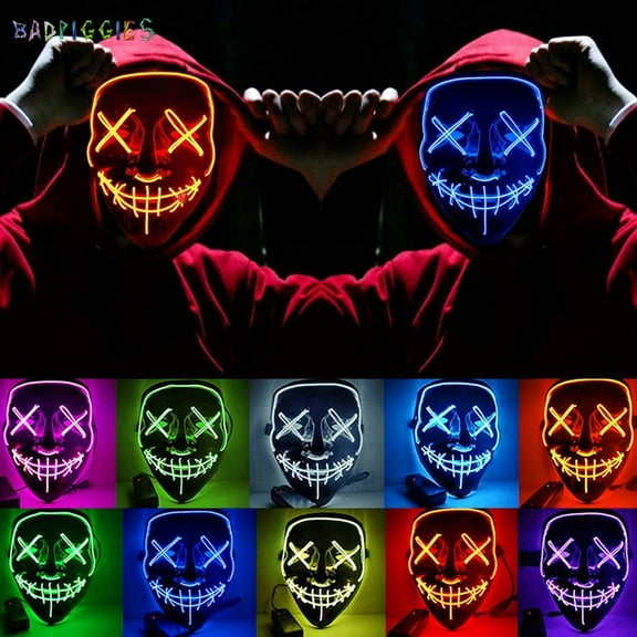 BadPiggies Halloween Scary Mask Cosplay Led Costume Mask 4 Modes Lightup for Festival Party (Pink)