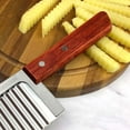 thumbnail image 6 of Eoozwa Crinkle Cutting Tool French Fry Slicer Stainless Steel Blade Wooden Handle Vegetable Salad Chopping Knife for Chopping Veggies, Cutting Fruit, Potato, Soap, Waffle Fries, 6 of 6