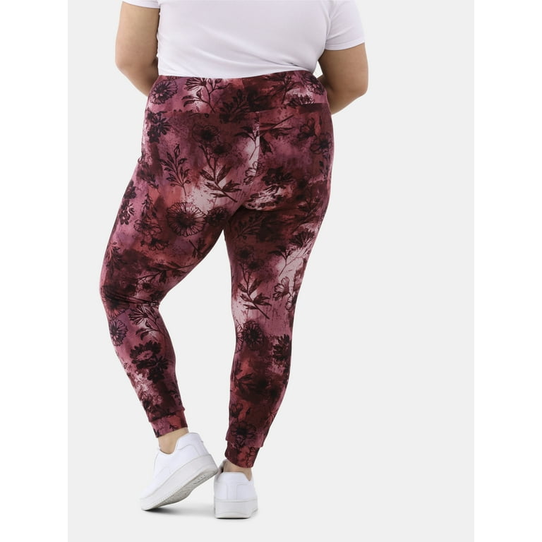 Maroon Tie-Dye Plus Size Leggings