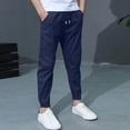 thumbnail image 2 of Gubotare Kids Khaki Pants Boys Boys and Toddlers' Uniform Straight-Fit Flat-Front Chino Khaki Pants 5T 6T (Navy,5-6 Years), 2 of 8