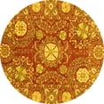 thumbnail image 1 of Ahgly Company Machine Washable Indoor Round Abstract Yellow Modern Area Rugs, 8' Round, 1 of 4