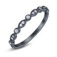thumbnail image 2 of Black Tone, Simulated Cubic Zirconia Size-8 Half Eternity Marquise Wedding Band 925 Sterling Silver, 2 of 7