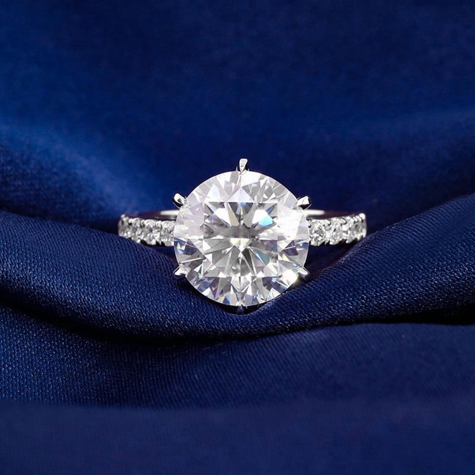 solitaire jewels 3CT Round Moissanite Hidden Halo Engagement Ring For Women, 10K White Gold