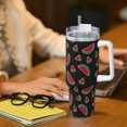 thumbnail image 6 of Lsque Watermelon Pattern 40 OZ Ice Bully Cup with Handle and Straw, Double Wall Stainless Steel Tumbler Travel Coffee Cup with Lid for Christmas Present, 6 of 8