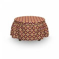 thumbnail image 3 of Moroccan Ottoman Cover, Floral Starry Motif, 2 Piece Slipcover Set with Ruffle Skirt for Square Round Cube Footstool Decorative Home Accent, Standard Size, Vermilion Earth Yellow, by Ambesonne, 3 of 5