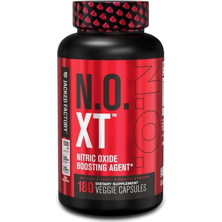 Jacked N.O. XT Nitric Oxide 180 Capsules With Nitrosigine L Arginine & L Citrulline for Muscle Growth  Pumps  Vascularity  & Energy