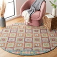 thumbnail image 2 of SAFAVIEH Aspen Priscilla Geometric Squares Wool Area Rug, Pink/Gold, 6' x 6' Round, 2 of 7