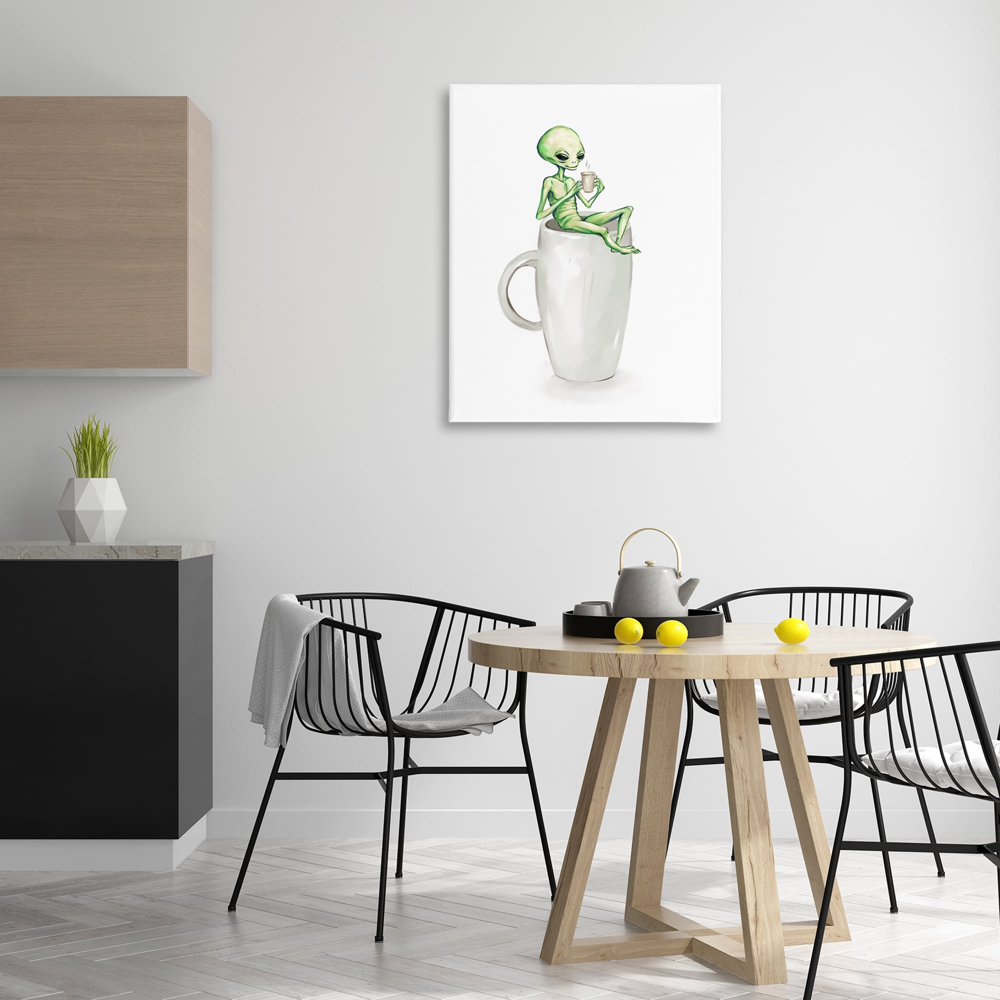 Stupell Industries Alien & Coffee Mug Food & Beverage Painting Gallery Wrapped Canvas Art Print Wall Art, 30 x 40