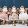 thumbnail image 2 of Xmas Tree Angel Ornaments Pink Girl with Dress Wing Standing Tree Top Angel Sparkle Plush Doll Pendant for Tree Decoration, 2 of 5