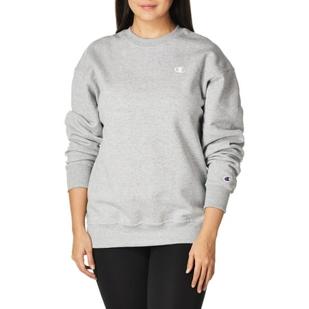 Champion Women's Powerblend Oversized Crew, C Logo, Oxford Gray-407D55 ...