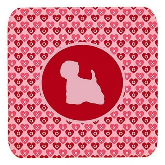 Westie Valentine Hearts Foam Coasters - Set 4, 3.5 x 3.5 In.