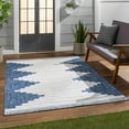 thumbnail image 2 of Hauteloom Djugun Outdoor Area Rug - Outside Porch Patio Rug Carpet - Waterproof Rug - Geometric - Blue, Gray, Cream, Beige - 5'3" Round, 2 of 11