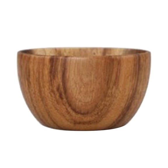 deevoka Premium Round Natural Wooden Salad Bowl Utensils Fruit Serving Bowls 8x6cm