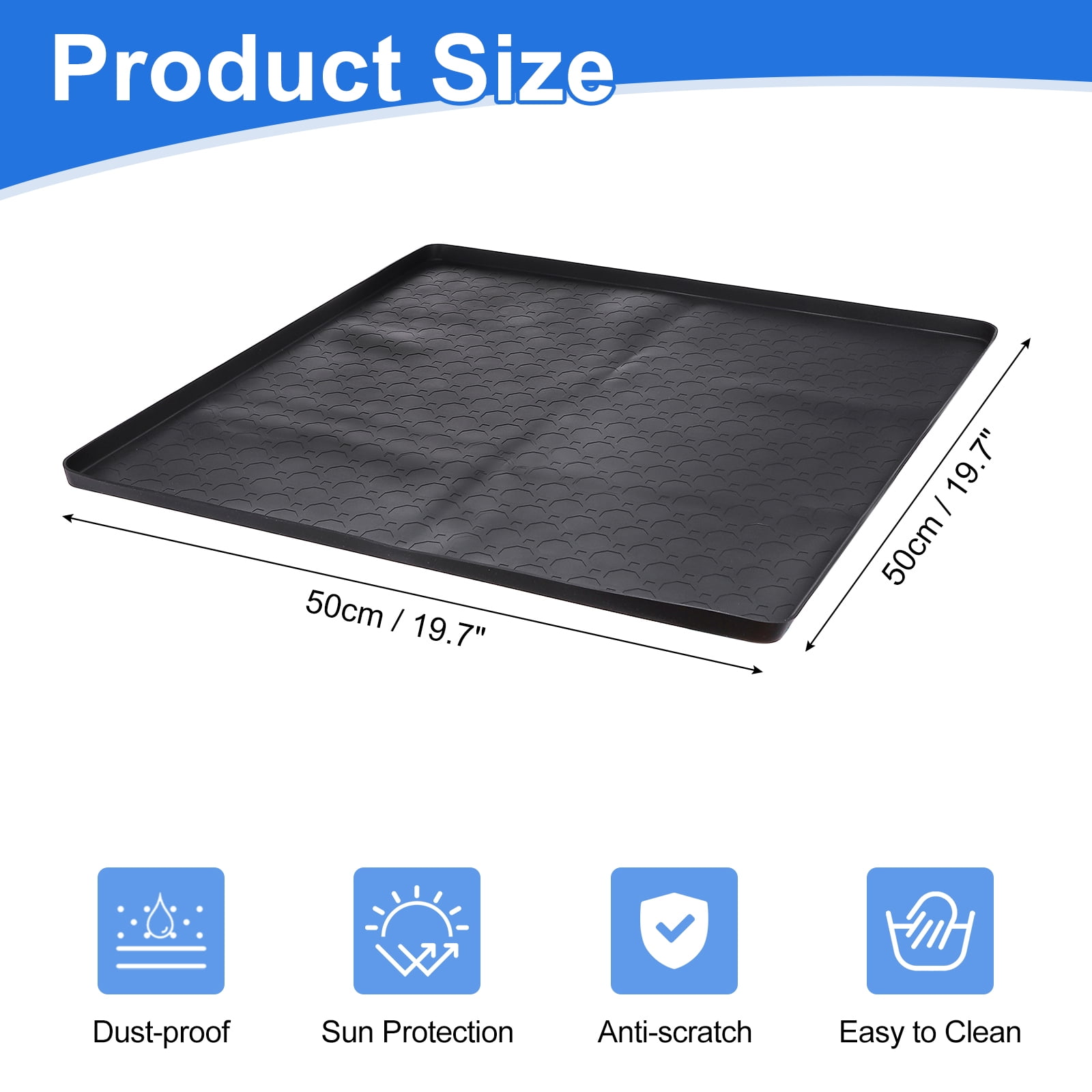 Uxcell Washer and Dryer Top Protector Mat (19.7" x 19.7") - Non-Slip Heat-Resistant Leak-Proof Washable, Silicone Washing Machine Top Cover Pad for Home/Kitchen/Laundry Room, Black