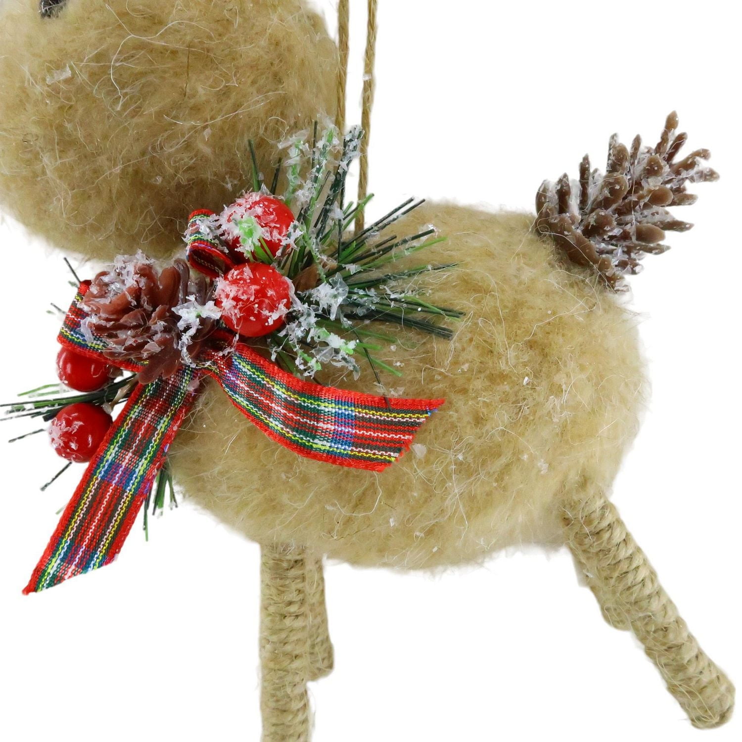 Holiday Time Brown Fabric Reindeer Ornament
