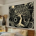 thumbnail image 3 of Sun and Moon Tapestry Tree of Life Wall Tapestry for Bedroom Aesthetic Black and Gold Wall Hanging Home Decor for Dorm Living Room 51in x 60in, 3 of 6