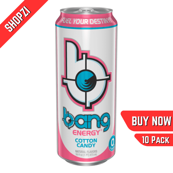 Bang Energy Cotton Candy, 10 Pack (16 fl oz Cans), Sugar‑Free Performance Energy Drink