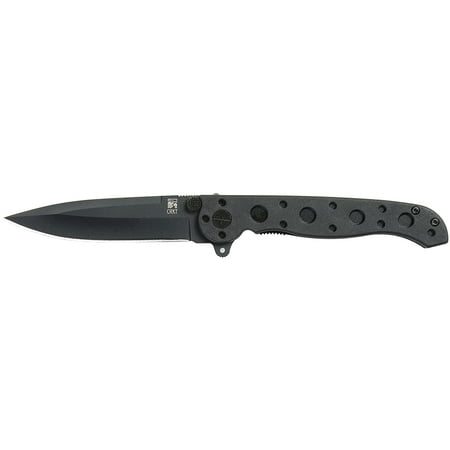 Point Black Plain Edge - CRKT M16-01KZ EDC Folding Knife M16-01KZ with Black EDP Coated Spear Point 8CR15MOV Stainless Steel Plain Edge Blade and Black Glass-Reinforced Nylon Handle
