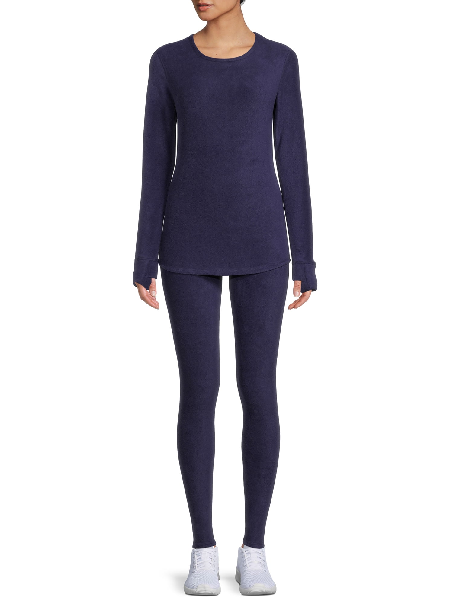 ClimateRight by Cuddl Duds Women's Stretch Fleece Base Layer Thermal Top  and Leggings 2-Piece Set 