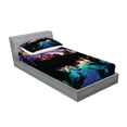thumbnail image 2 of Ambesonne Modern Fitted Sheet & Pillow Sham Set, Night Sky Trees, Twinxl, Purple Pink and Blue, 2 of 2