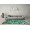 thumbnail image 3 of Ahgly Company Machine Washable Indoor Round Oriental Turquoise Blue Industrial Area Rugs, 8' Round, 3 of 4