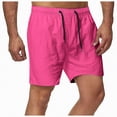 thumbnail image 3 of KPOPLK Mens Elastic Waist Drawstring Shorts Casual Classic Fit Stretch Flat Front Shorts with Pockets Size M,Watermelon Red, 3 of 6
