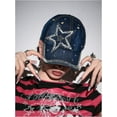thumbnail image 2 of Chapeau d'Été pour Femmes en Denim Perlé avec Strass, Multicolore, 2 of 6