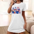 thumbnail image 4 of WREESH Independence Day Sleepwear Women's Short Nightgown with Patriotic Print Crew Neck T-Shirt Dress White, 4 of 7