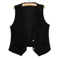 thumbnail image 2 of Kctiaxy Black Vest Tops for Women Sleeveless V-Neck Causal Jean Vest Solid Color Button Down Versatile Fashion Tank Top Vest with Pockets, 2 of 5