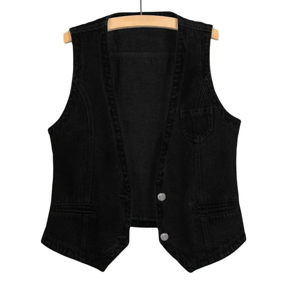 purcolt Womens Sleeveless Denim Vest V Neck Button Down Jean Waistcoat Y2K Dressy Casual Lightweight Jacket