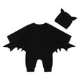 thumbnail image 2 of bbymog Halloween Newborn Girl Clothes Two Piece Baby Boy Rompers with Hat Set Bat Long Sleeve Girls Romper Black-1 90, 2 of 9