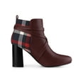 thumbnail image 3 of BLISSFUL STEP Women's Plaid Pointed Toe Crisscross Strap Block Heels Ankle Boots, 3 of 7