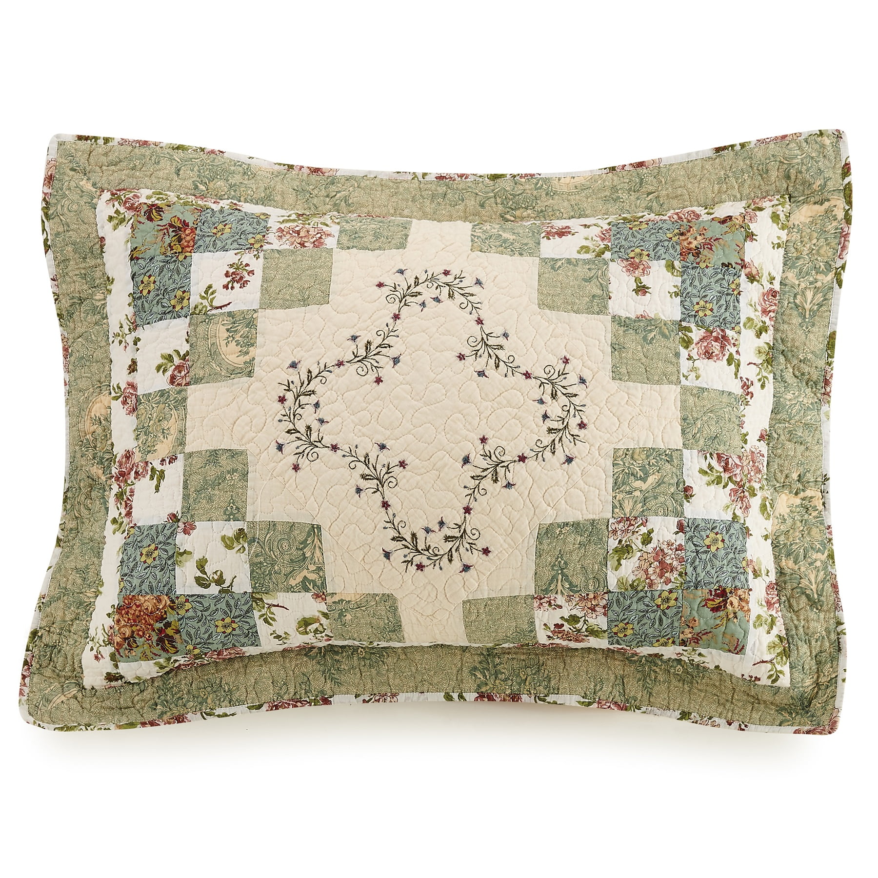 Modern Heirloom Olivia Green 3-Piece Quilt Set, Full/Queen